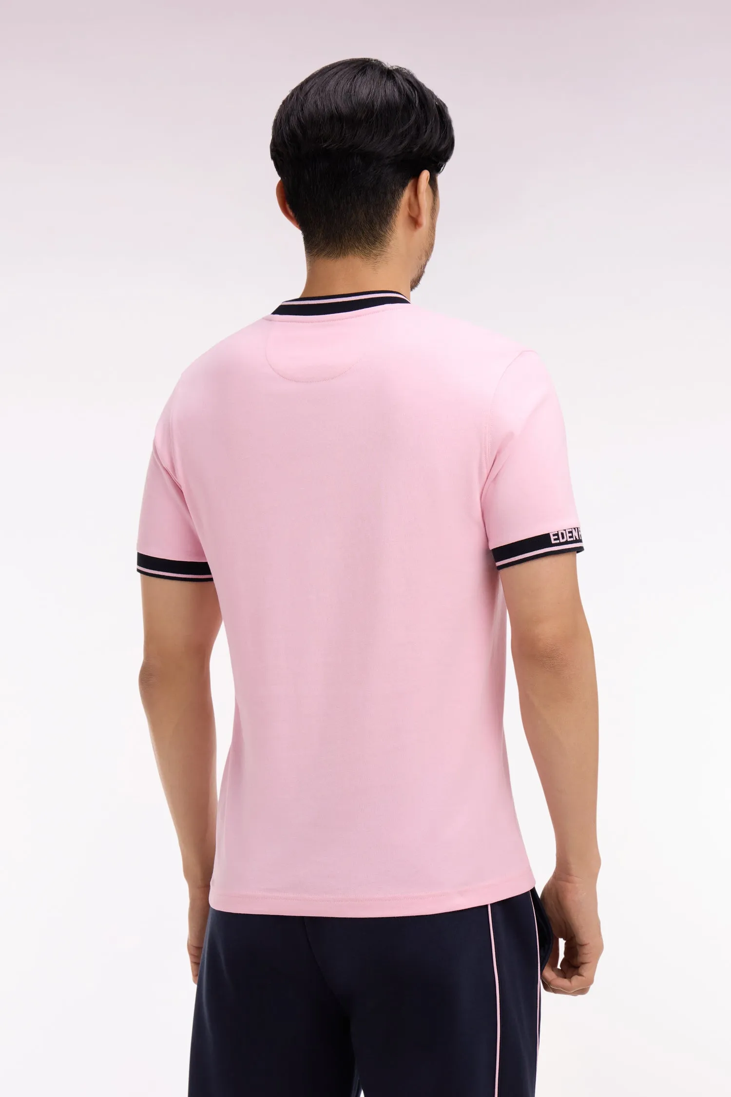 T-shirt à manches courtes en coton rose jacquard Eden Park coupe regular sold by Eden Park product image thumbnail 5