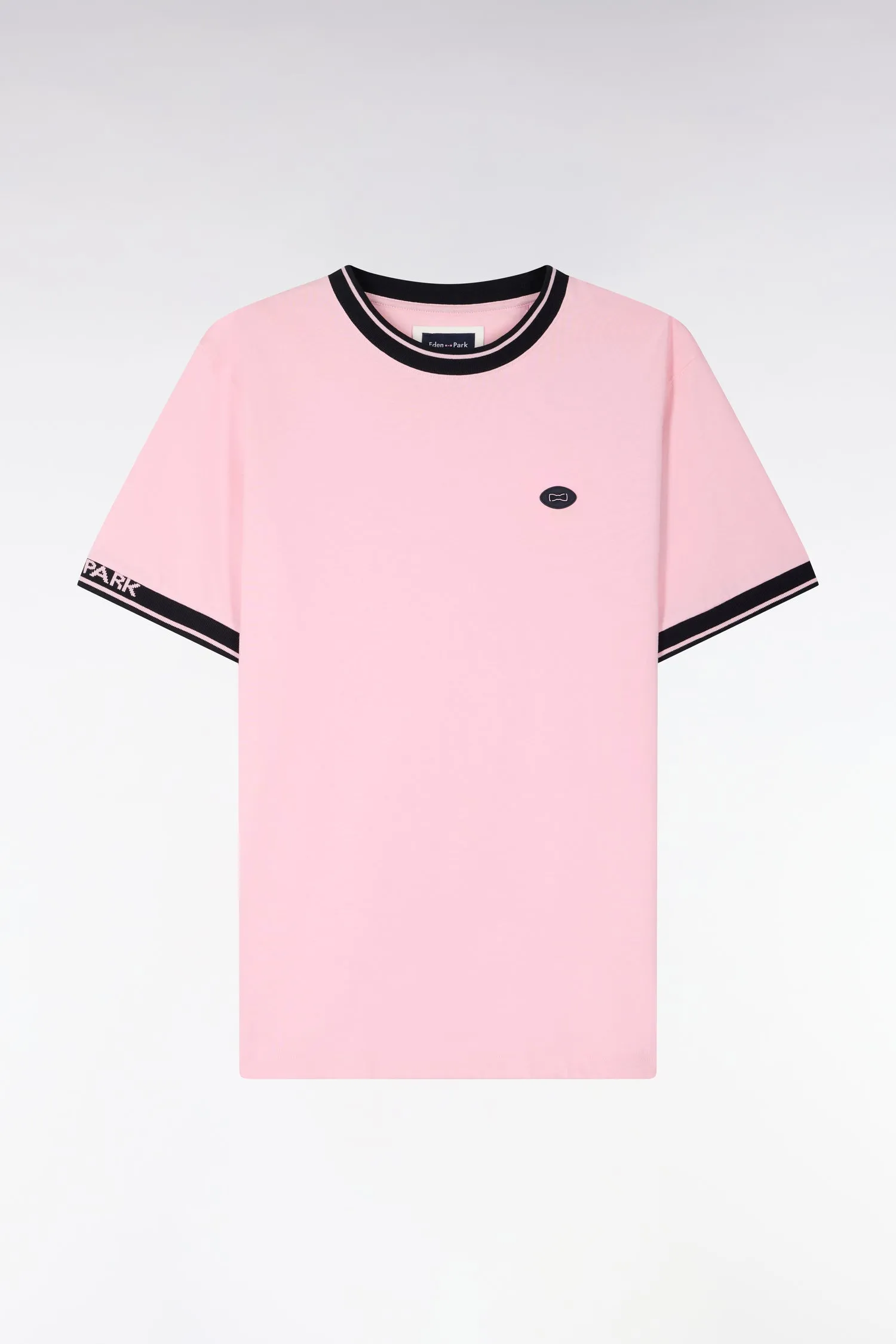 T-shirt à manches courtes en coton rose jacquard Eden Park coupe regular sold by Eden Park product image thumbnail 2