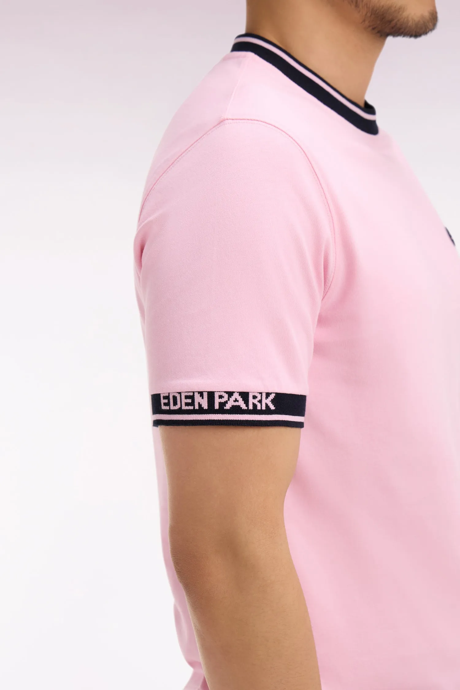 T-shirt à manches courtes en coton rose jacquard Eden Park coupe regular sold by Eden Park product image thumbnail 4