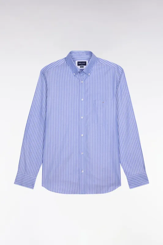 Chemise en coton pinpoint à rayures bleu ciel coupe regular made by Eden Park