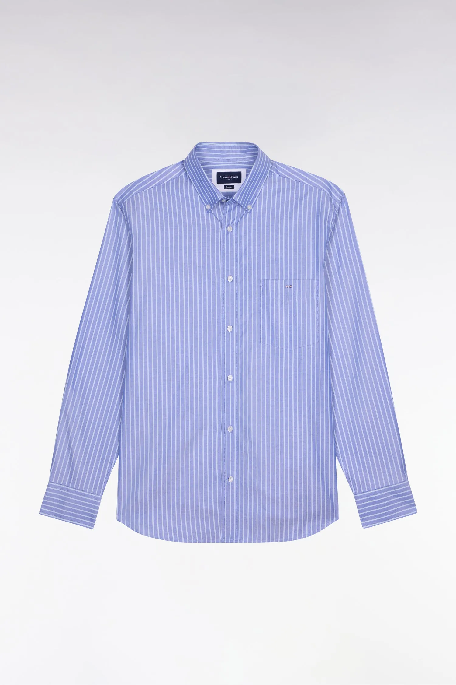 Chemise en coton pinpoint à rayures bleu ciel coupe regular sold by Eden Park