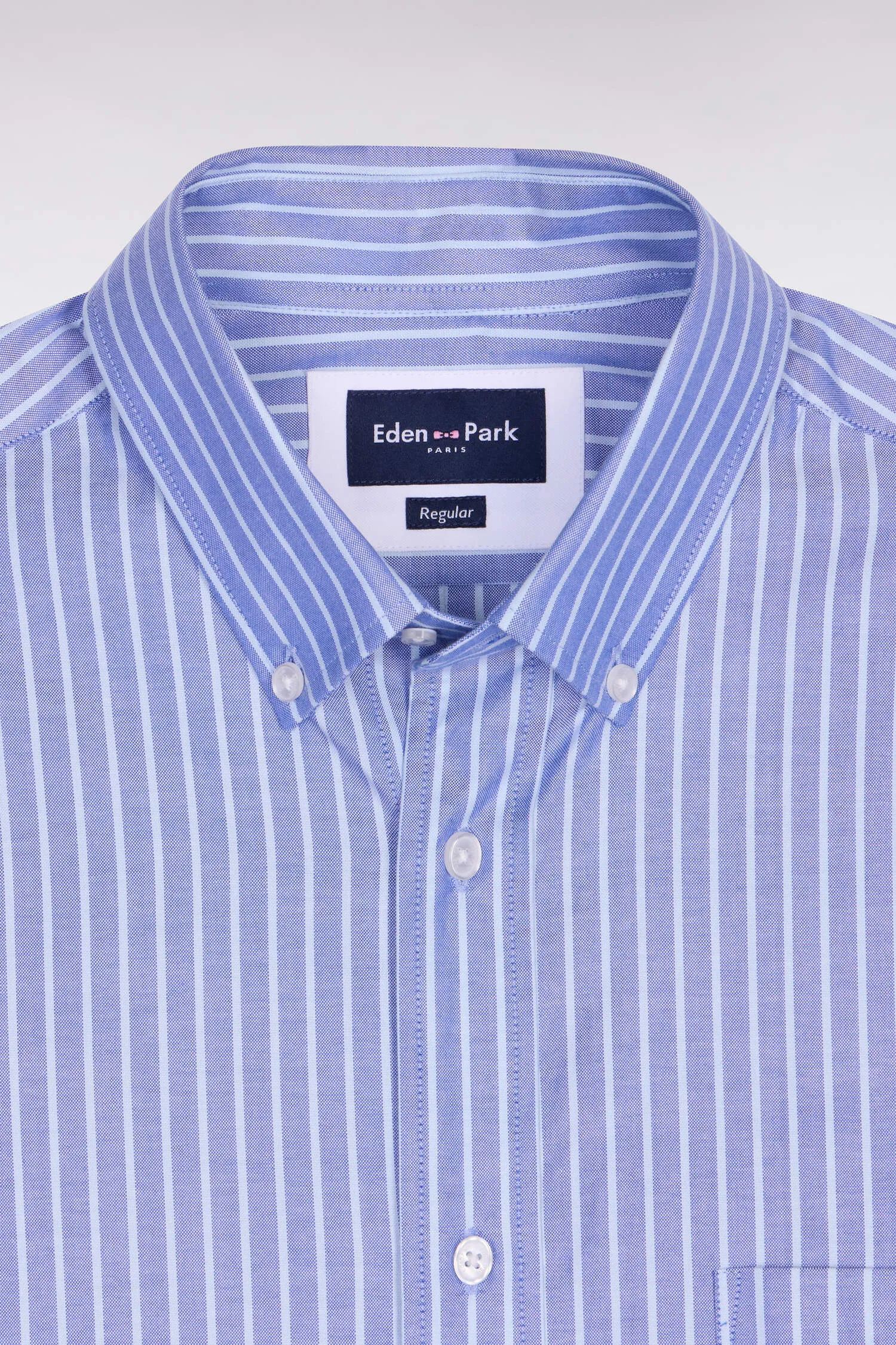 Chemise en coton pinpoint à rayures bleu ciel coupe regular sold by Eden Park product image thumbnail 2