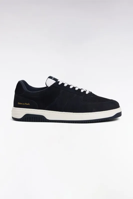 sneakers en cuir marine à semelles blanches made by Eden Park