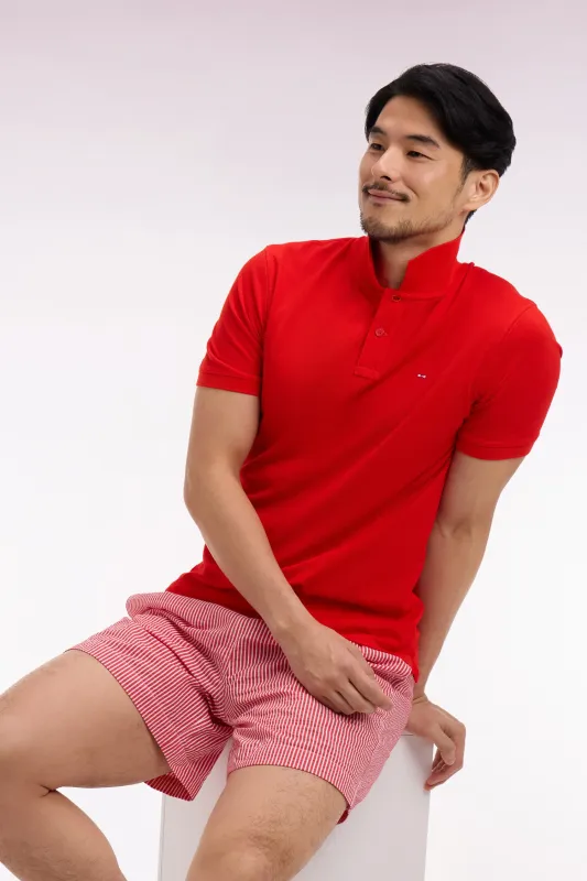 Polo à manches courtes en coton rouge coupe regular made by Eden Park