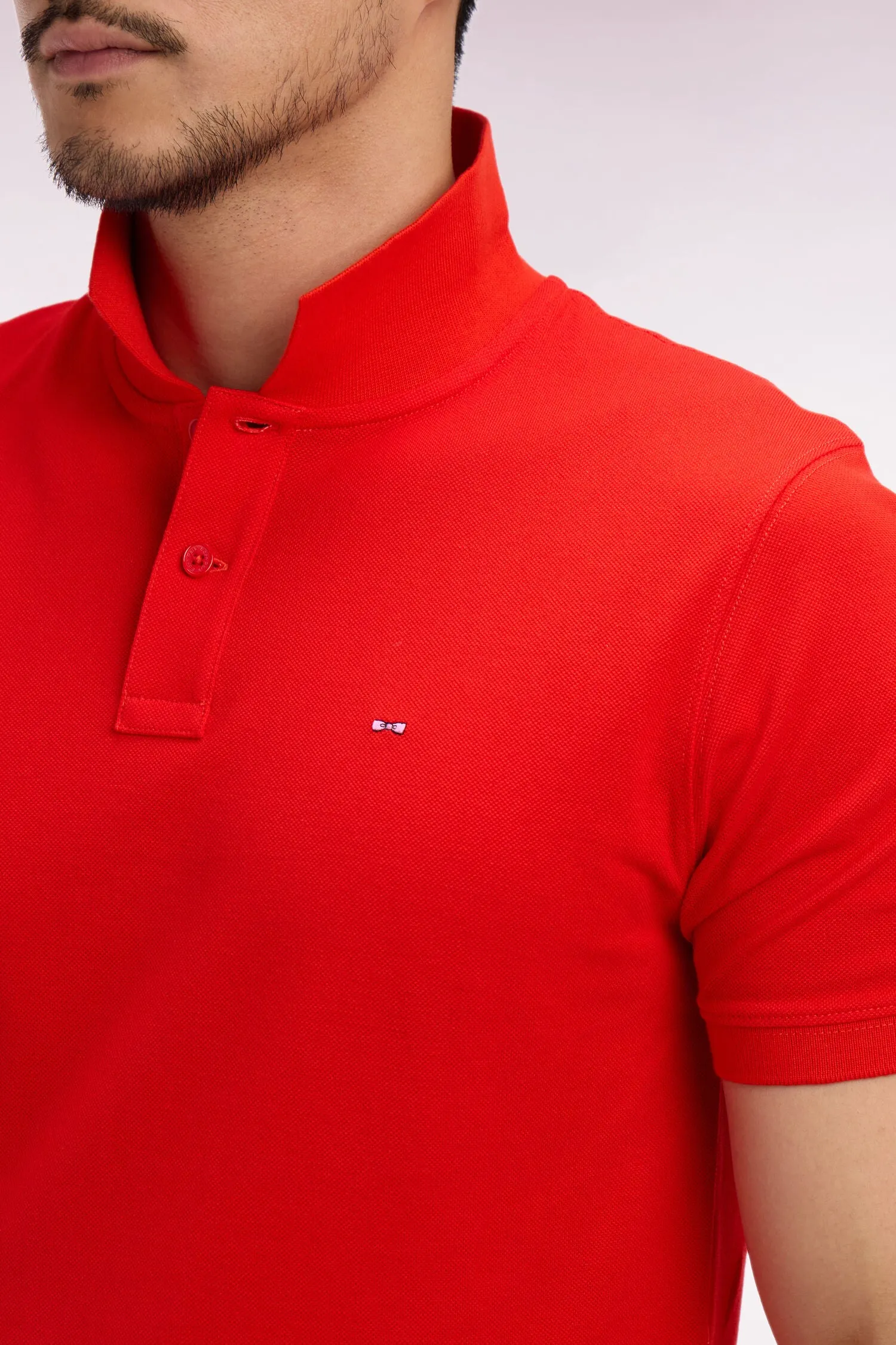 Polo à manches courtes en coton rouge coupe regular sold by Eden Park product image thumbnail 4