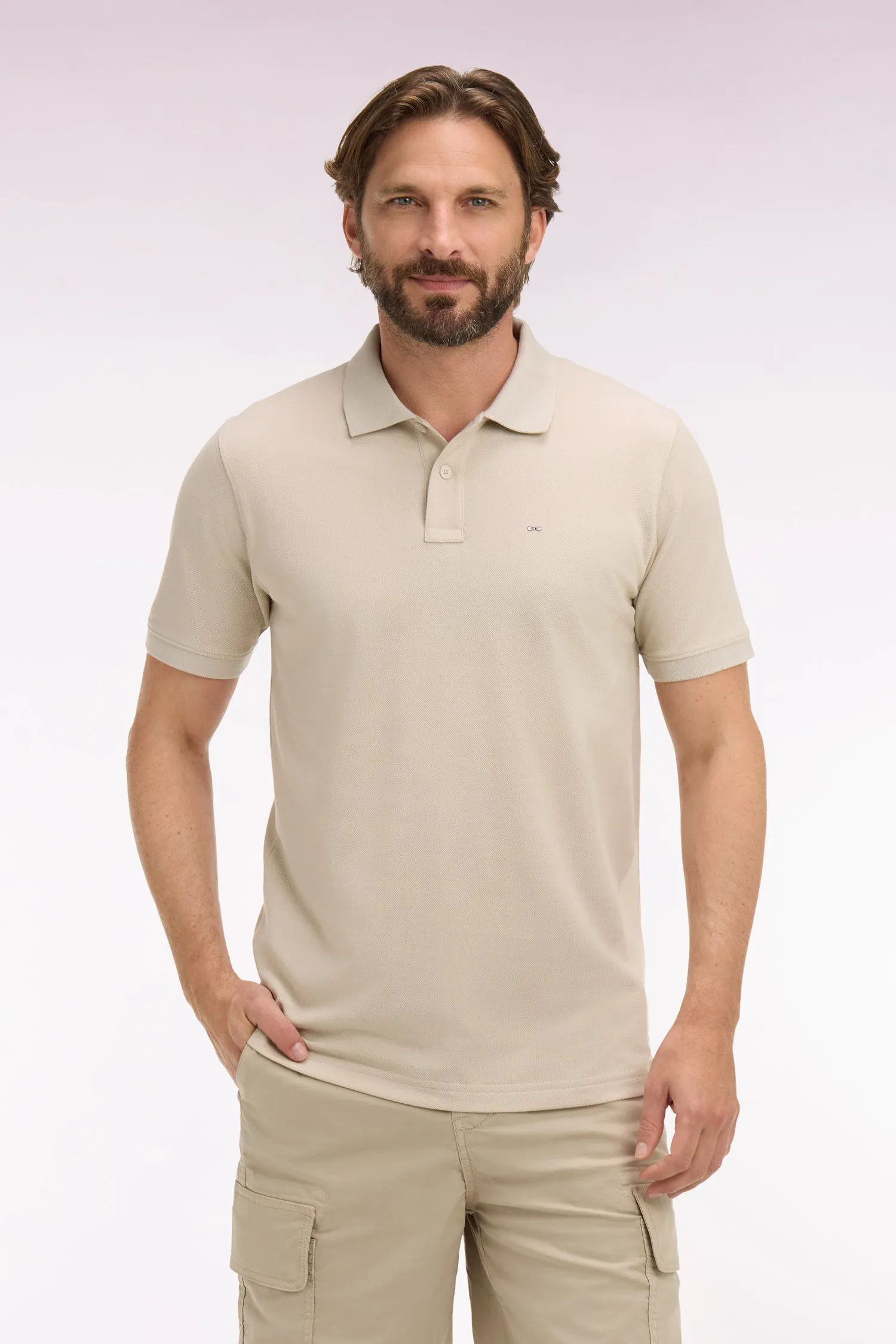 Polo à manches courtes en coton beige coupe regular sold by Eden Park product image thumbnail 3