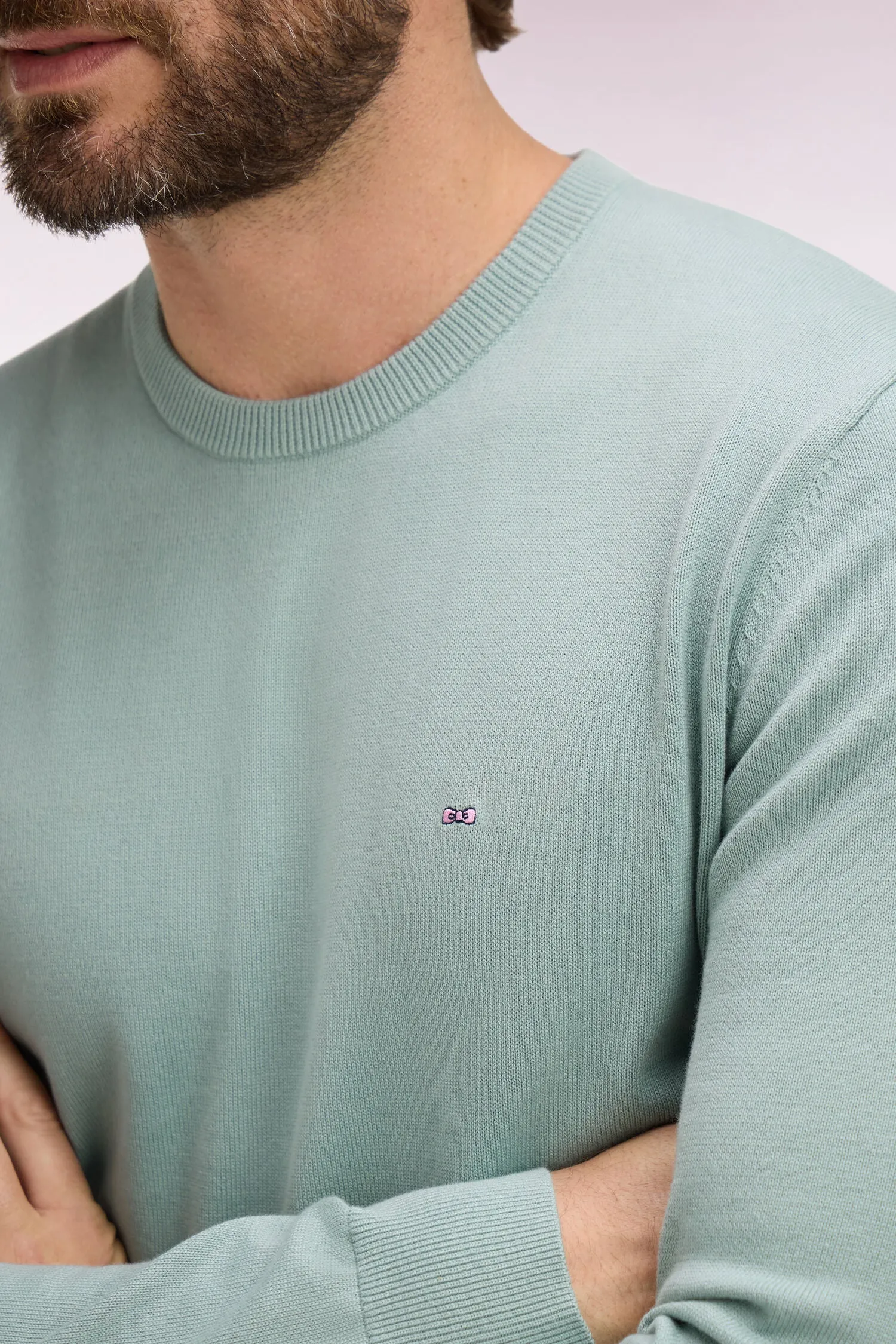 Pull col rond en coton vert d'eau sold by Eden Park product image thumbnail 4