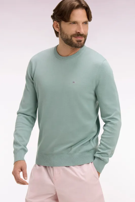 Pull col rond en coton vert d'eau made by Eden Park