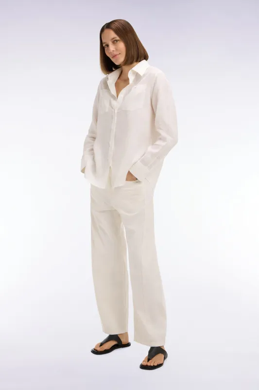 Jean coupe barrel en denim stretch blanc made by Eden Park