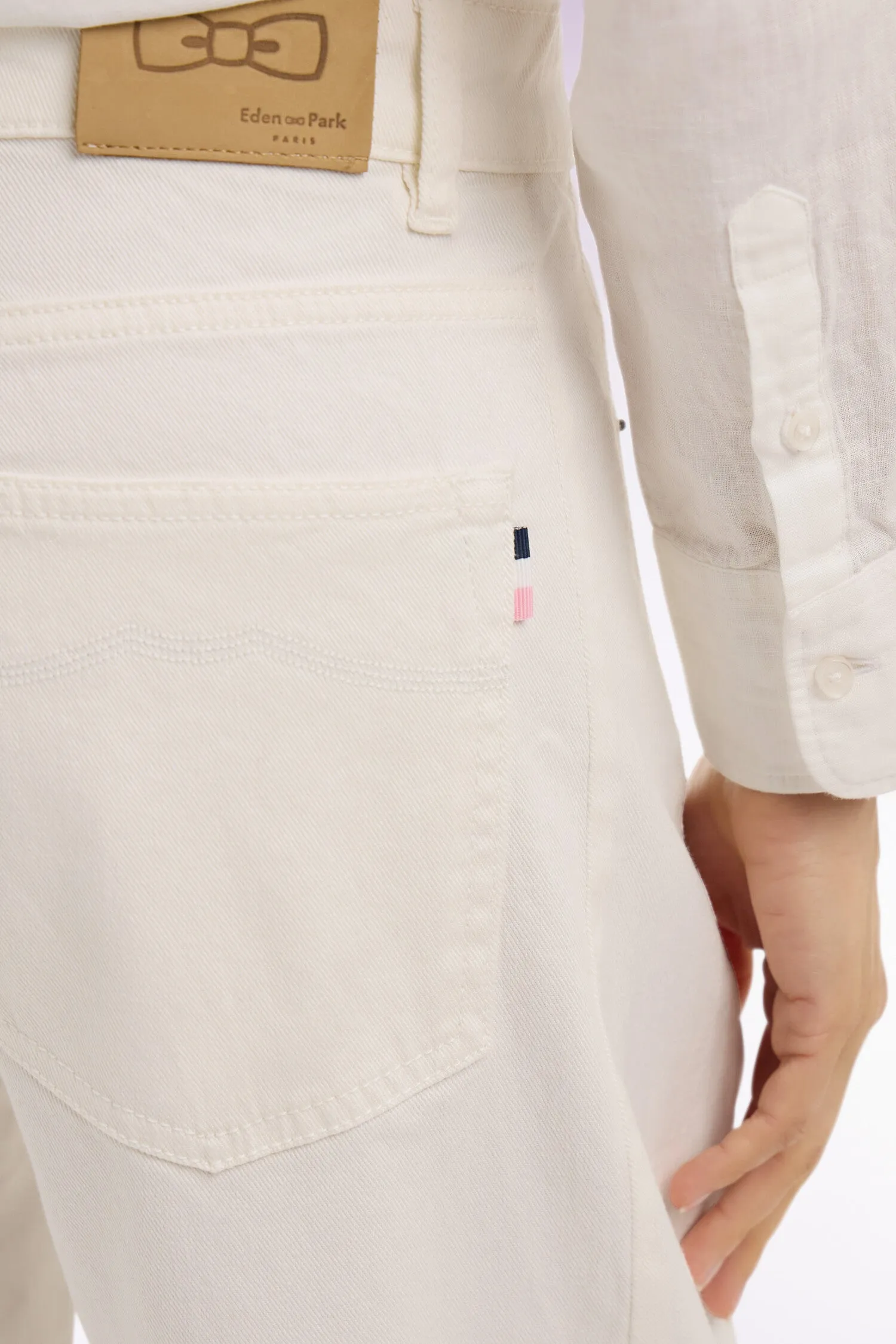 Jean coupe barrel en denim stretch blanc sold by Eden Park product image thumbnail 4