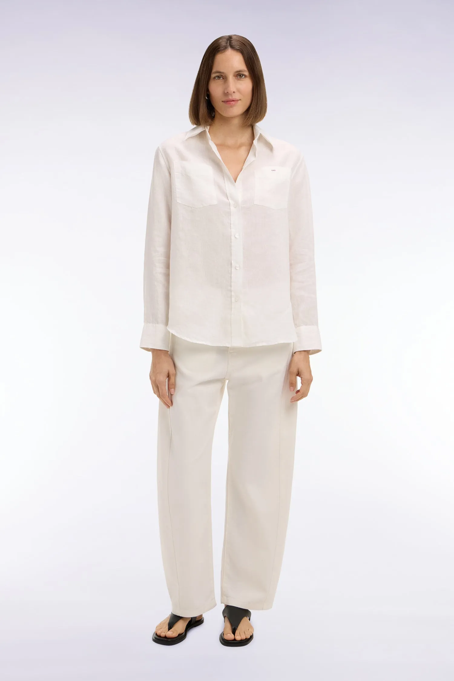 Jean coupe barrel en denim stretch blanc sold by Eden Park product image thumbnail 3