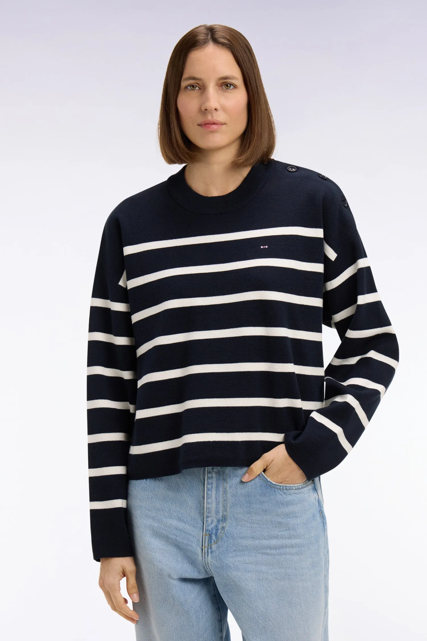Pull marinière en coton milano marine coupe oversized sold by Eden Park product image thumbnail 3