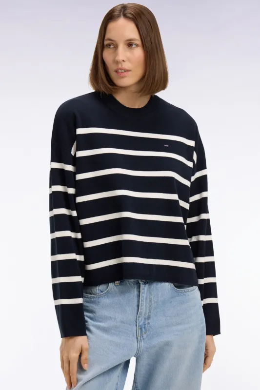 Pull marinière en coton milano marine coupe oversized made by Eden Park