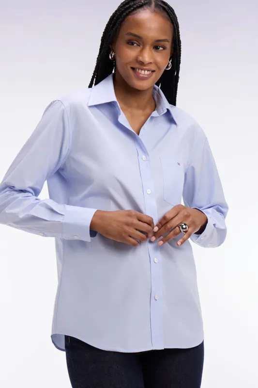 Chemise en popeline de coton ciel coupe slim made by Eden Park