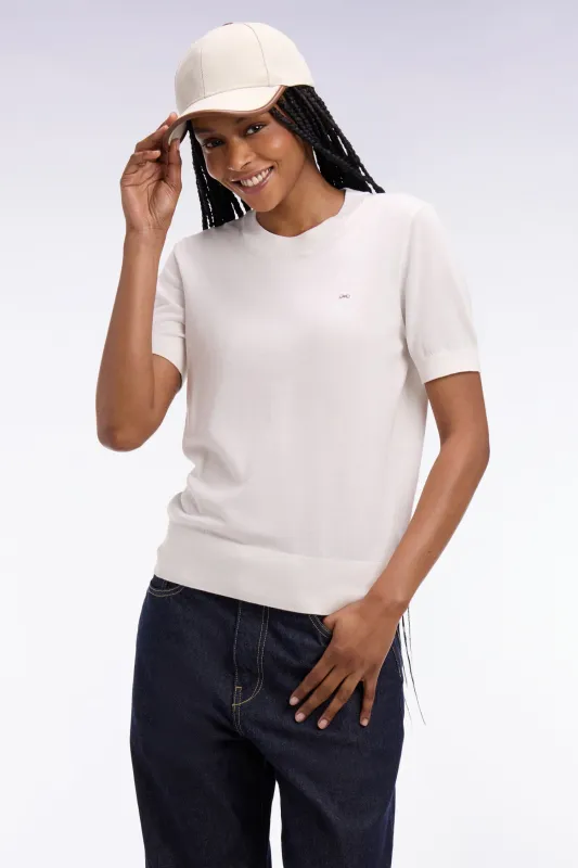 Pull à manches courtes blanc coupe regular made by Eden Park