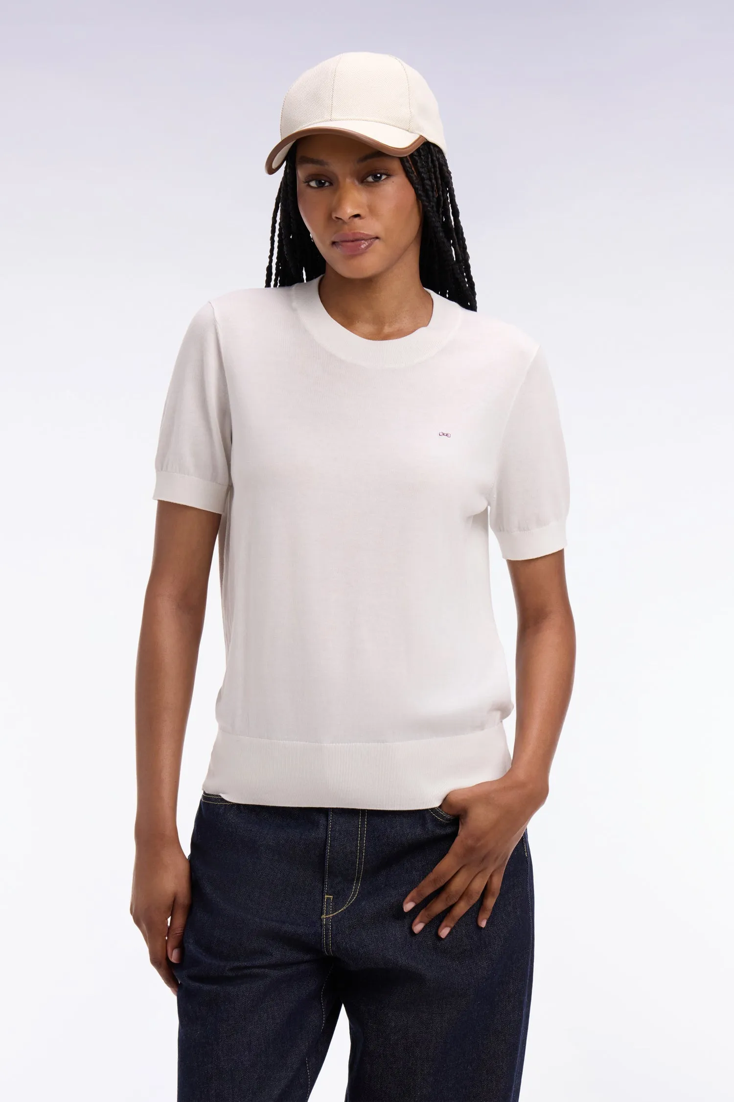 Pull à manches courtes blanc coupe regular sold by Eden Park product image thumbnail 3