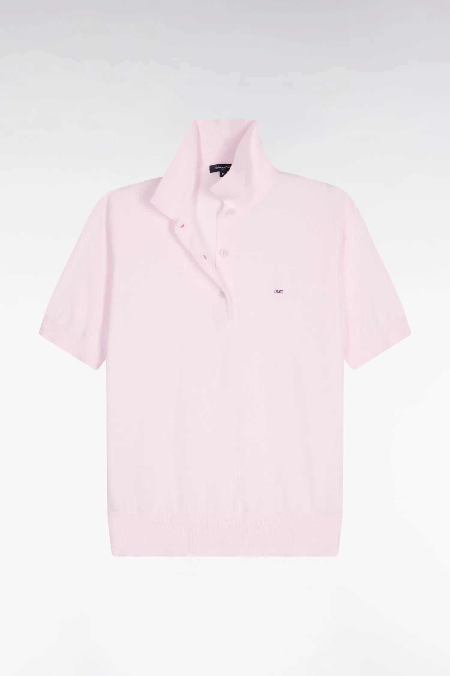 Pull polo à manches courtes en coton et soie mélangés rose coupe regular sold by Eden Park product image thumbnail 2