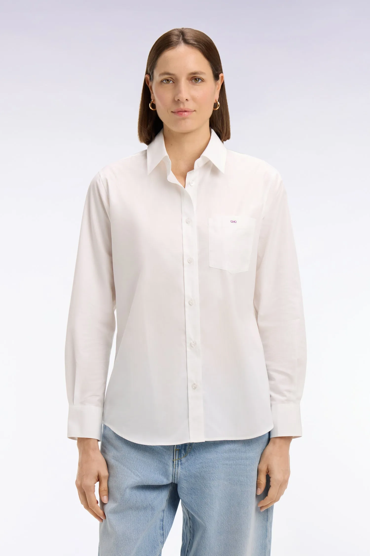 Chemise en popeline de coton blanche coupe slim sold by Eden Park product image thumbnail 3