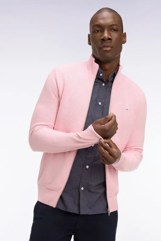 Cardigan zippé en coton rose made by Eden Park