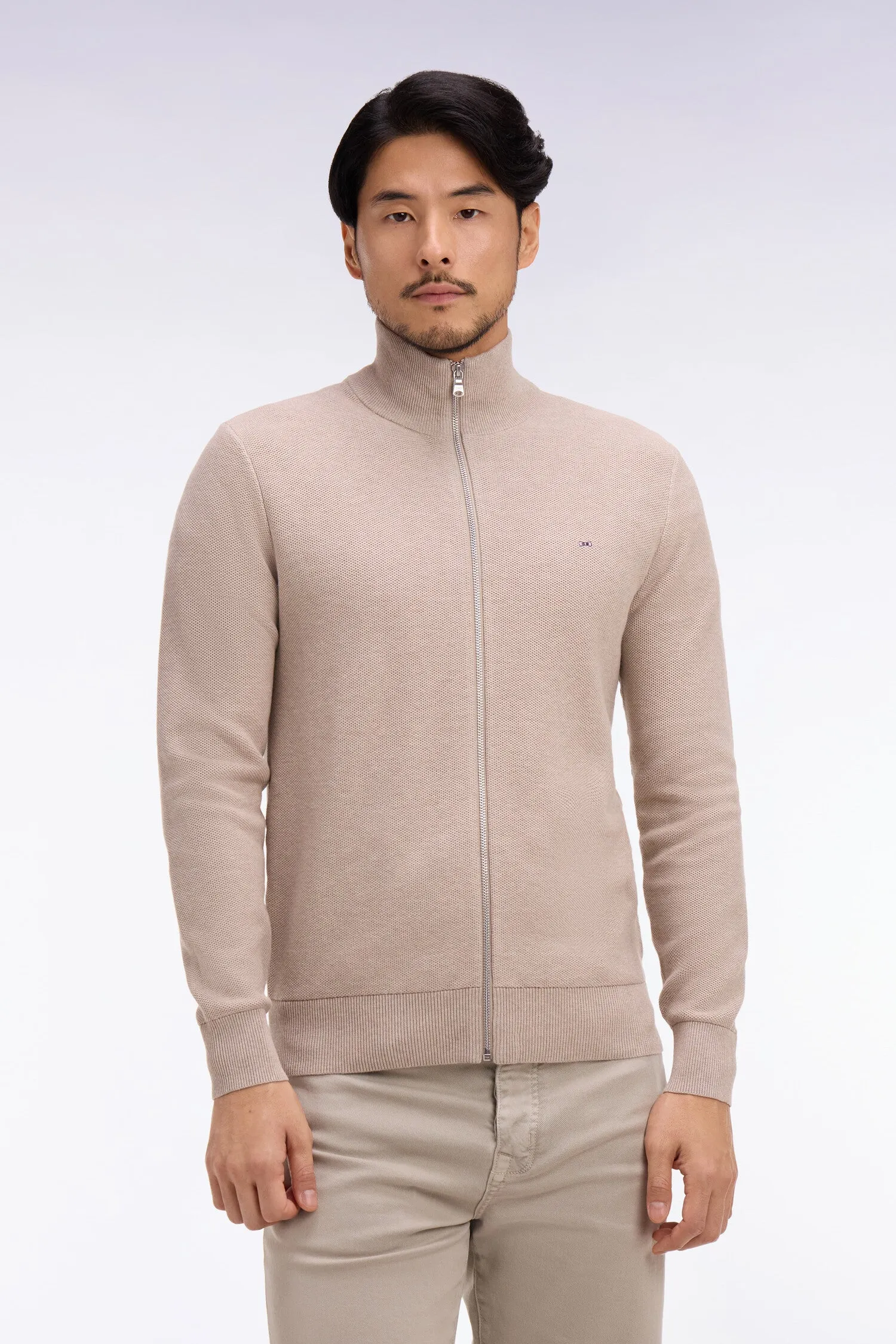 Cardigan zippé en coton beige sold by Eden Park product image thumbnail 3