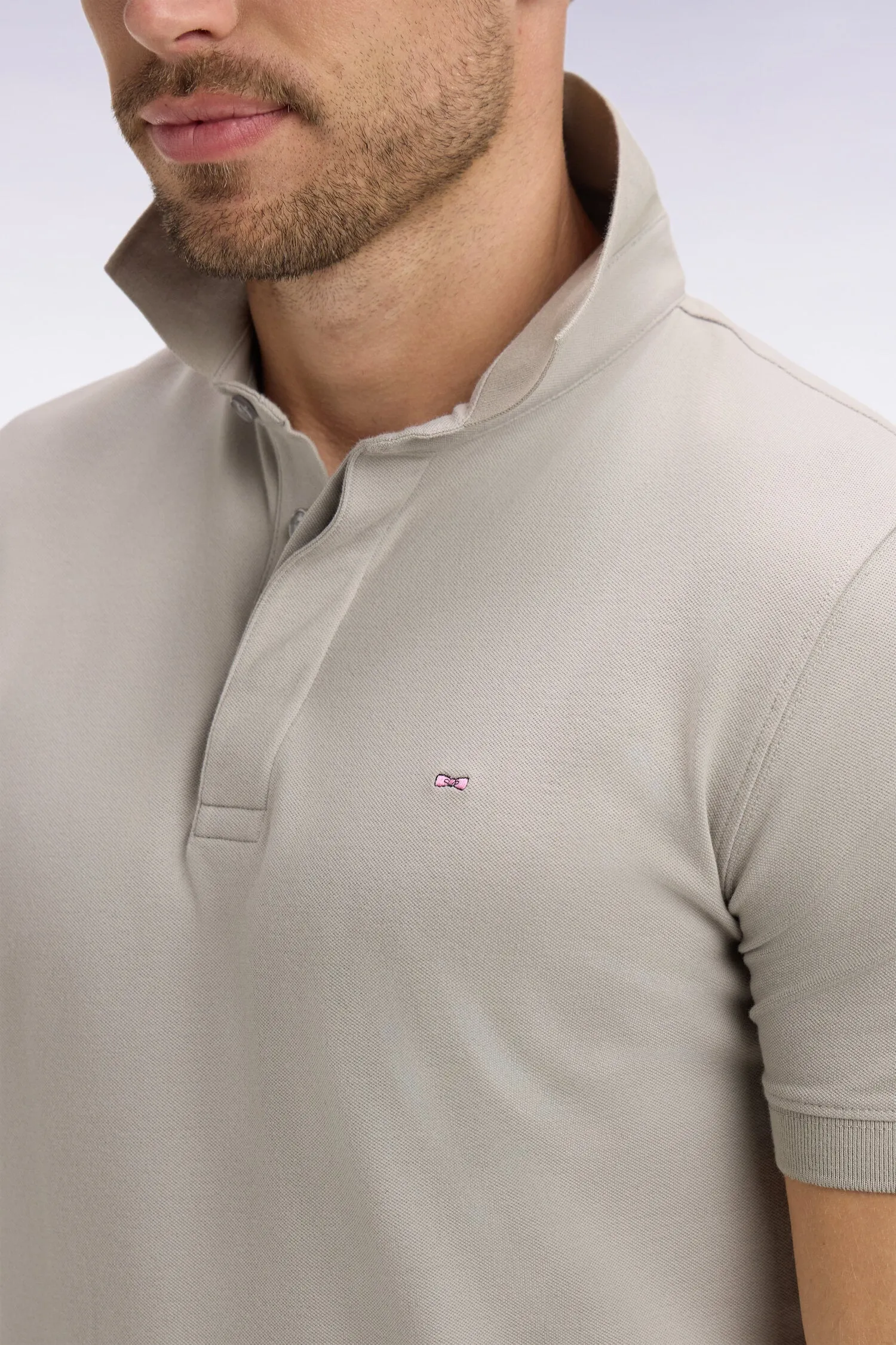 Polo à manches courtes en coton gris coupe slim sold by Eden Park product image thumbnail 4