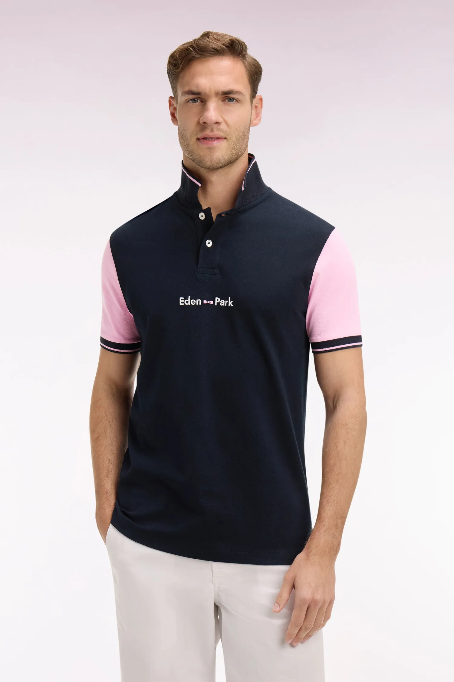 Polo à manches courtes en coton marine broderie Eden Park coupe regular sold by Eden Park product image thumbnail 3