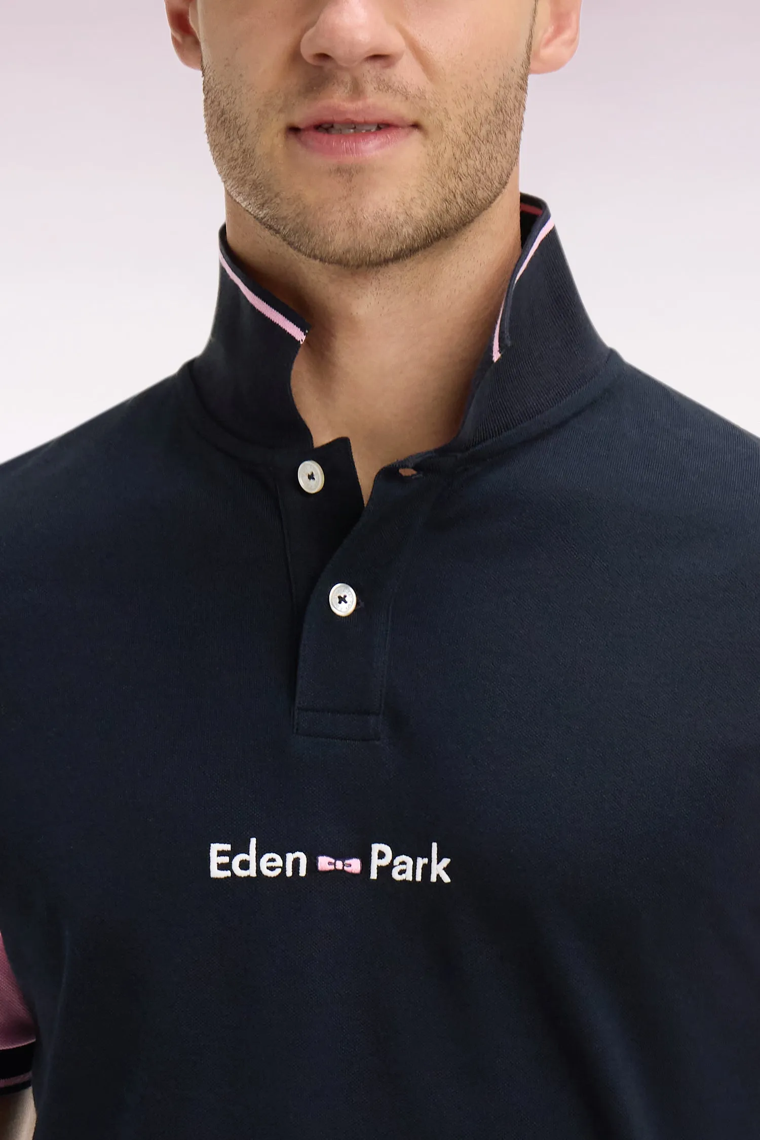 Polo à manches courtes en coton marine broderie Eden Park coupe regular sold by Eden Park product image thumbnail 4