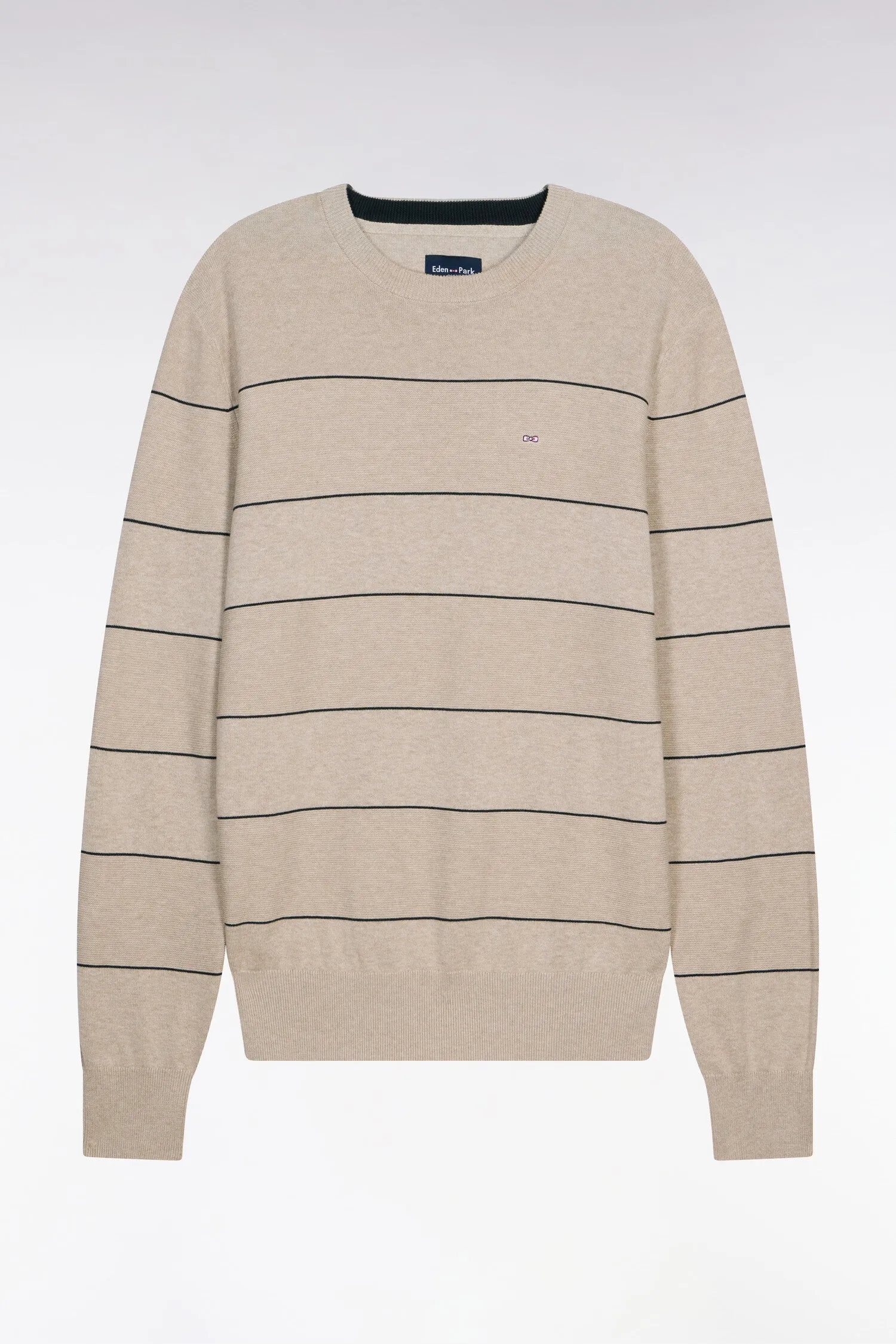 Pull col rond en coton beige rayé sold by Eden Park product image thumbnail 2