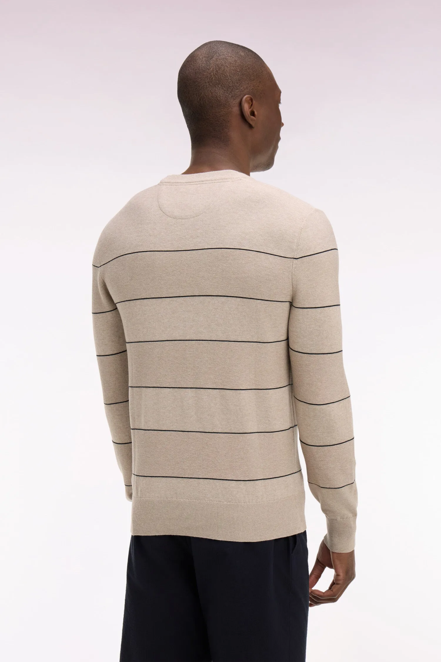 Pull col rond en coton beige rayé sold by Eden Park product image thumbnail 5