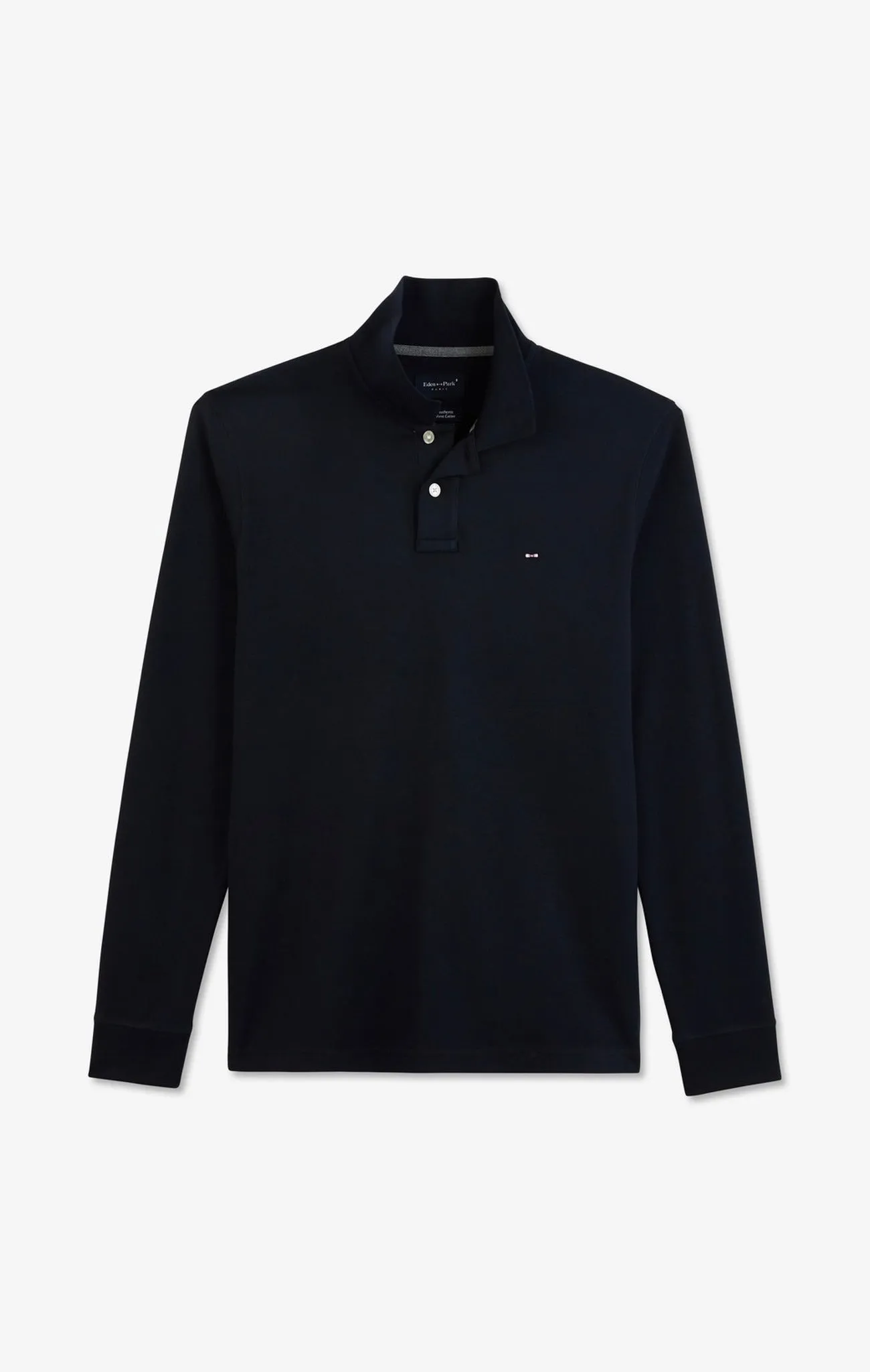 Polo manches longues bleu marine uni en piqué de coton stretch sold by Eden Park product image thumbnail 2