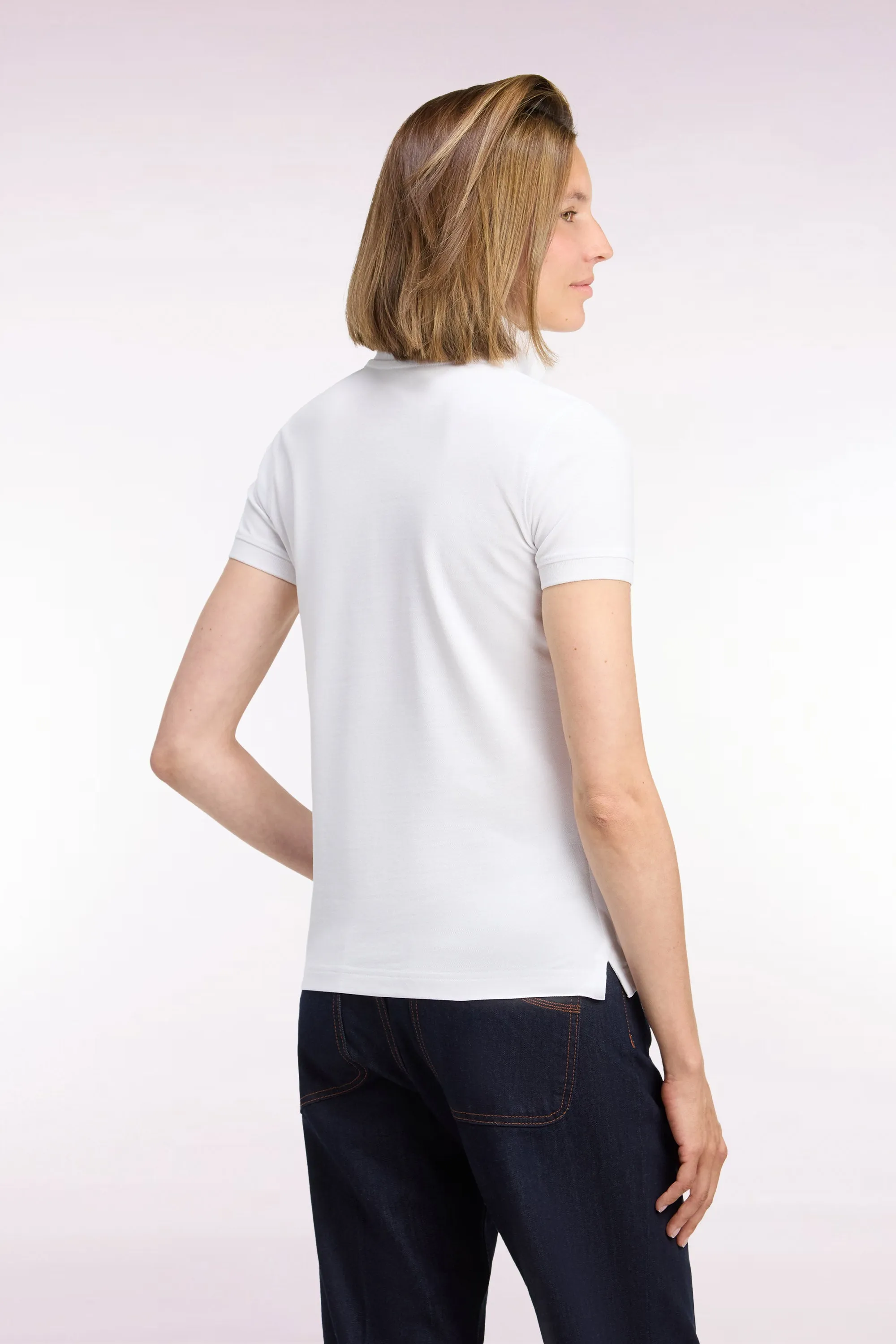 Polo manches courtes en coton stretch blanc coupe ajustée sold by Eden Park product image thumbnail 5