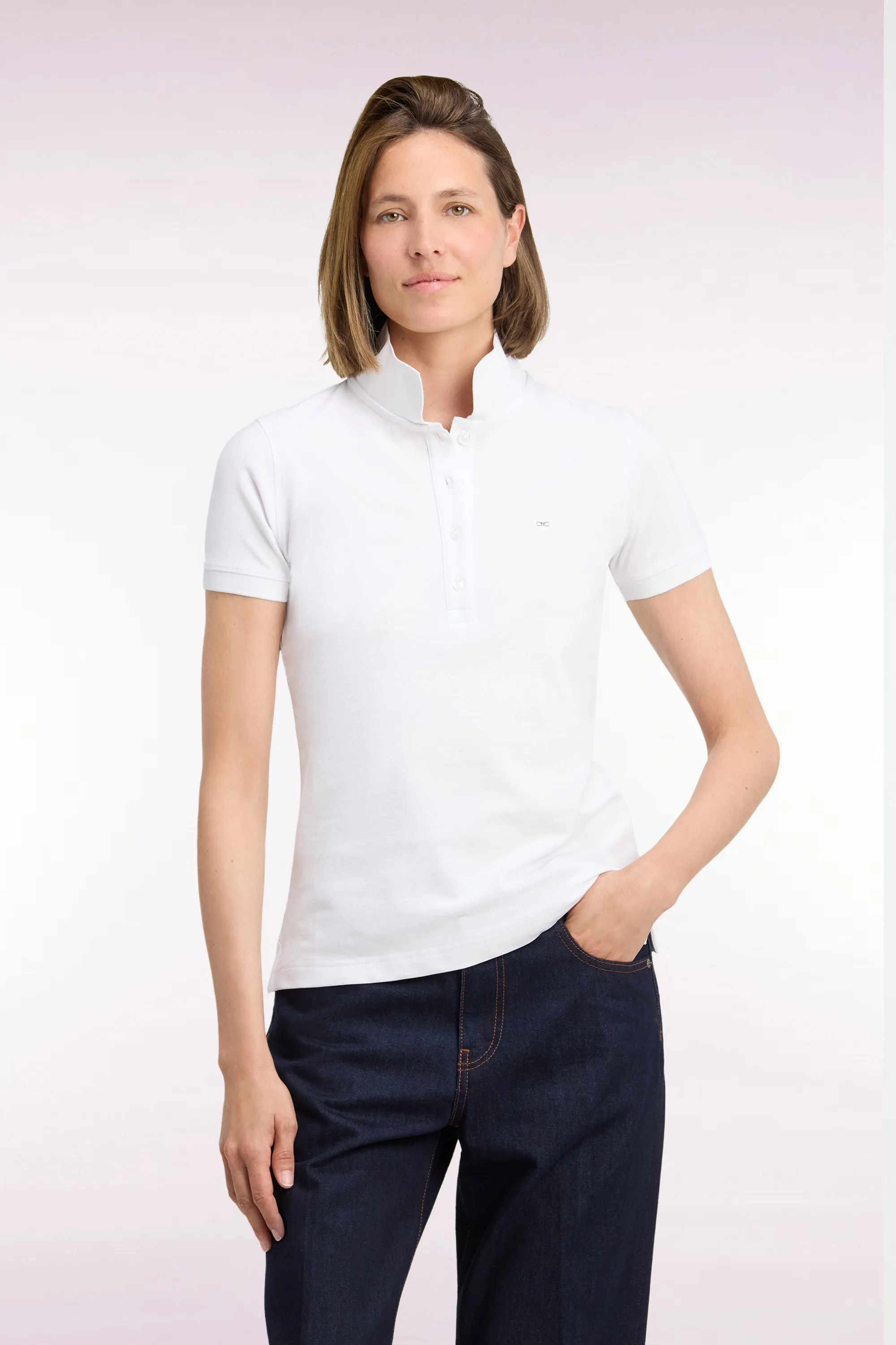 Polo manches courtes en coton stretch blanc coupe ajustée sold by Eden Park product image thumbnail 3