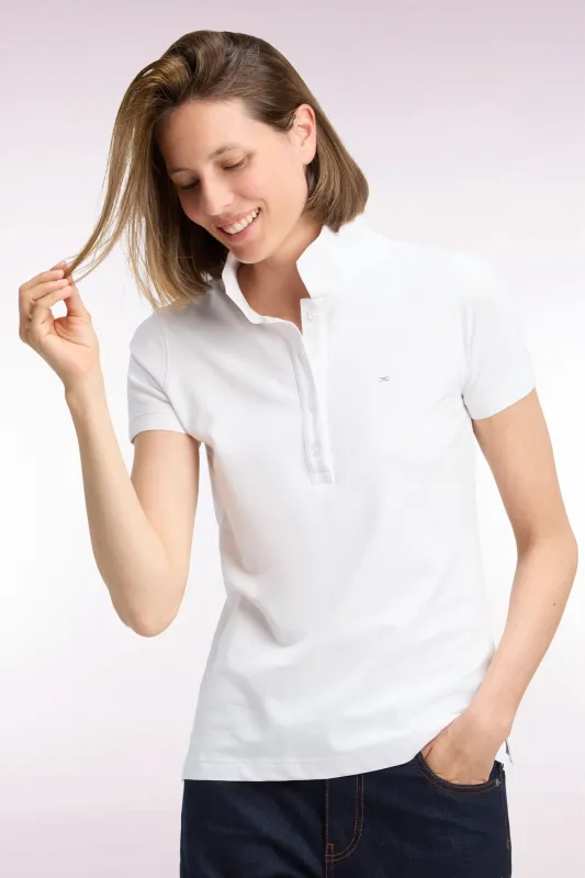 Polo manches courtes en coton stretch blanc coupe ajustée made by Eden Park