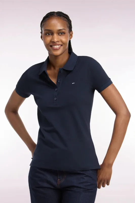 Polo manches courtes en coton stretch marine coupe ajustée made by Eden Park