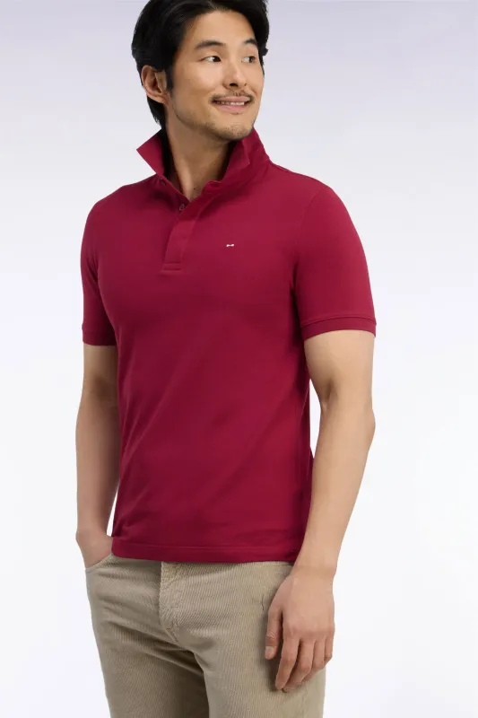 Polo manches courtes en coton stretch rouge coupe ajustée made by Eden Park