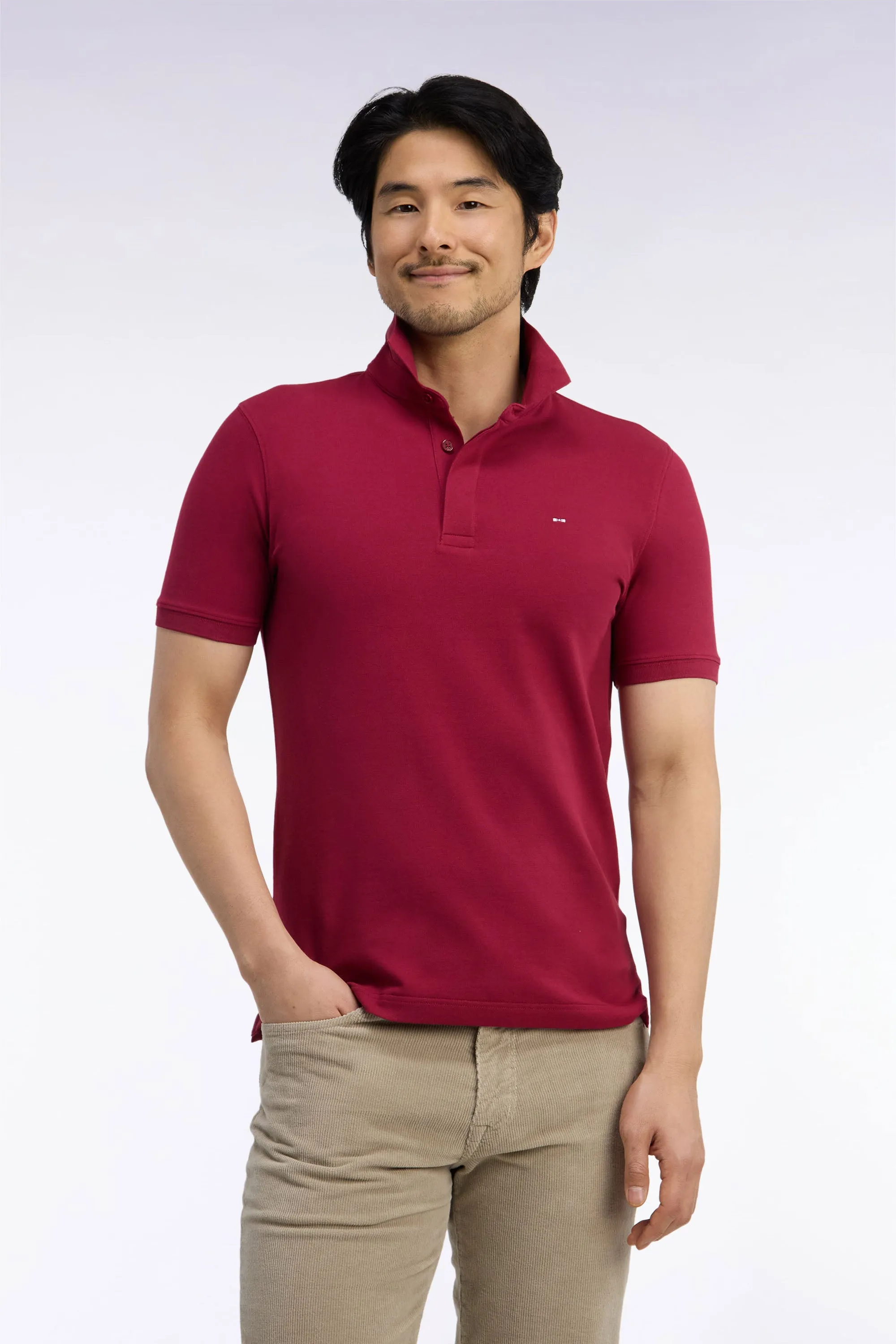 Polo manches courtes en coton stretch rouge coupe ajustée sold by Eden Park product image thumbnail 3