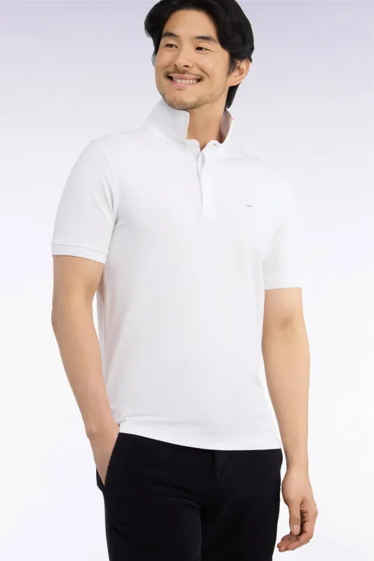 Polo manches courtes en coton stretch blanc coupe ajustée made by Eden Park