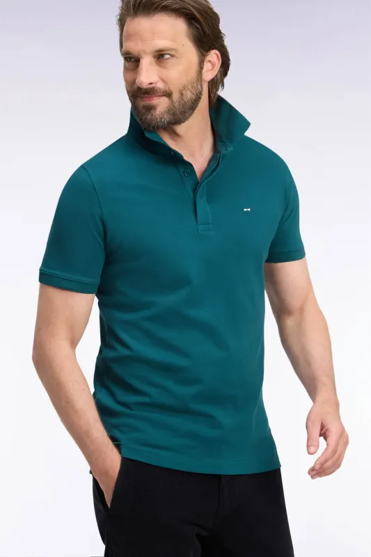 Polo manches courtes en coton stretch vert coupe ajustée made by Eden Park