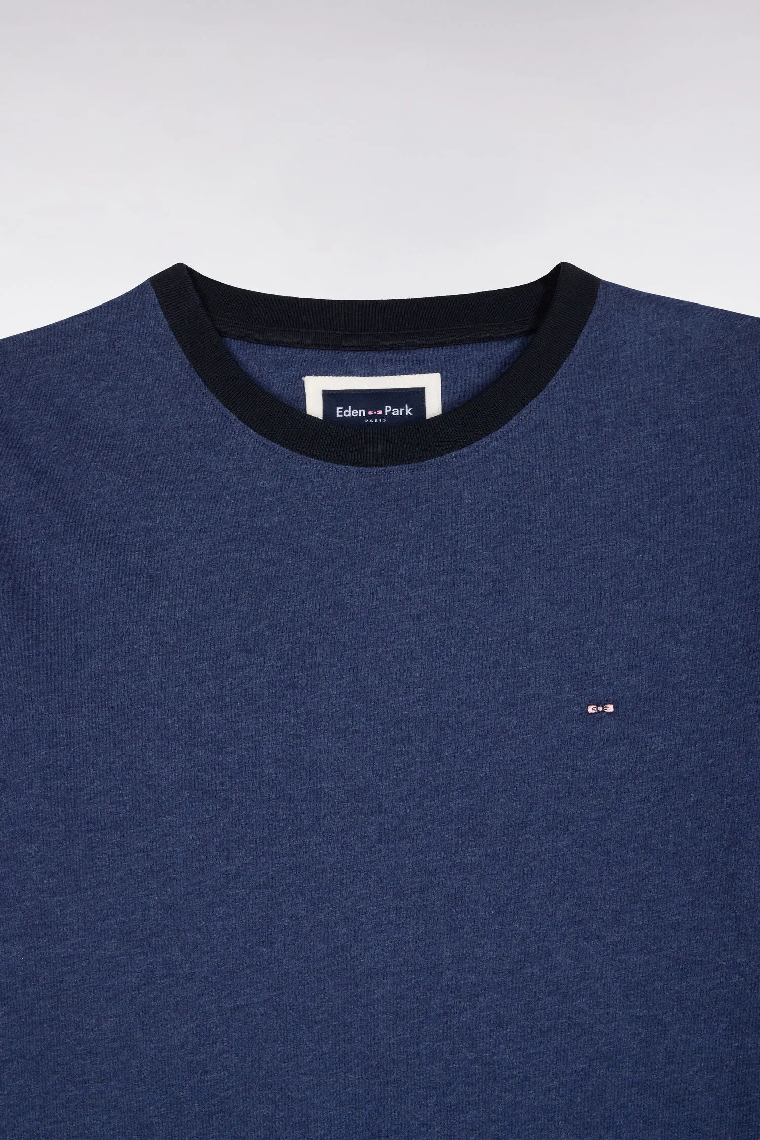 T-shirt manches courtes en coton bleu bords-côtes marine coupe droite sold by Eden Park product image thumbnail 4