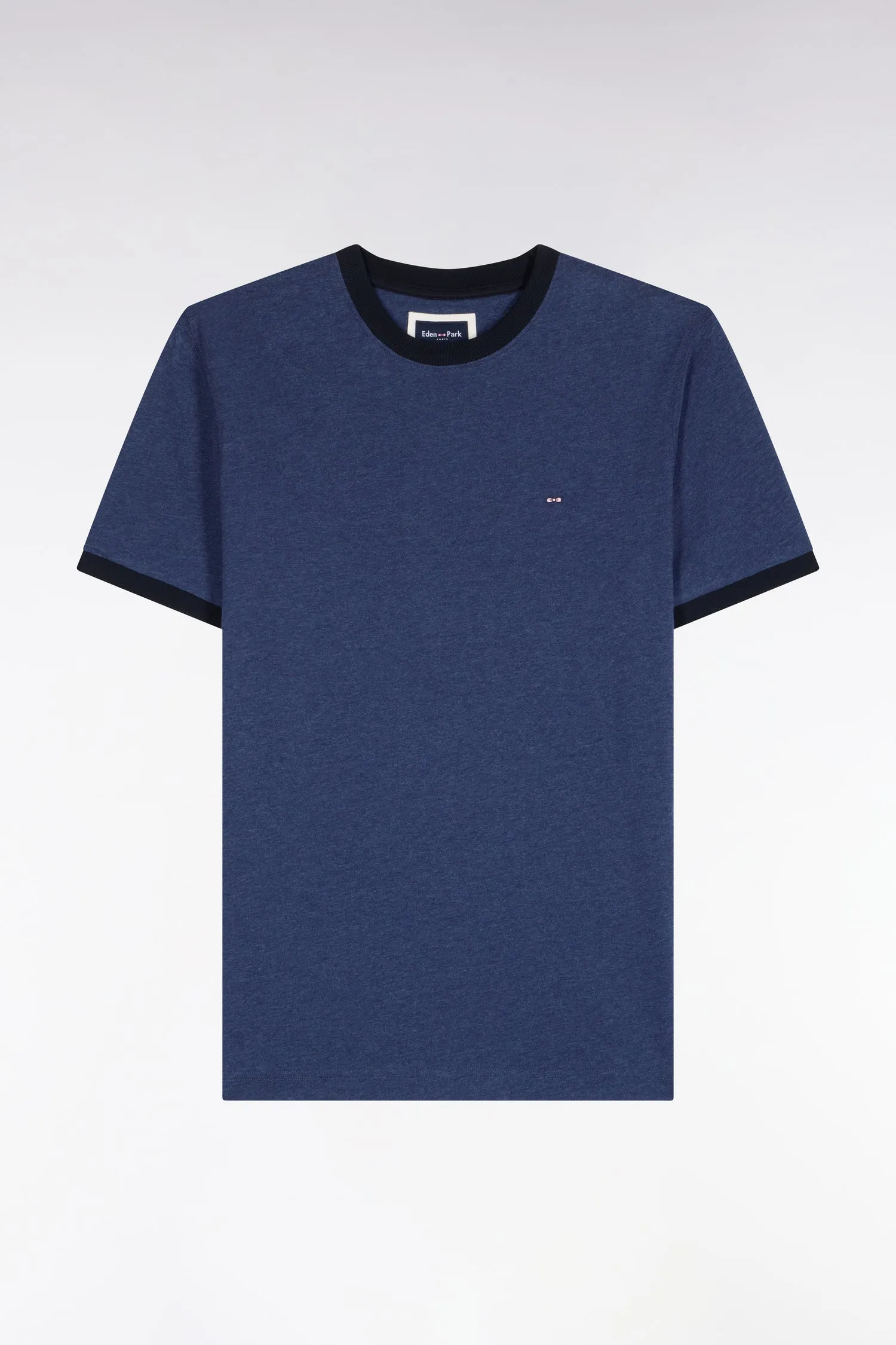 T-shirt manches courtes en coton bleu bords-côtes marine coupe droite sold by Eden Park product image thumbnail 2