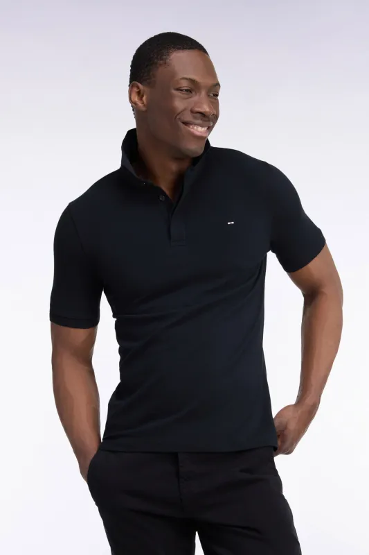 Polo manches courtes en coton stretch noir coupe ajustée made by Eden Park