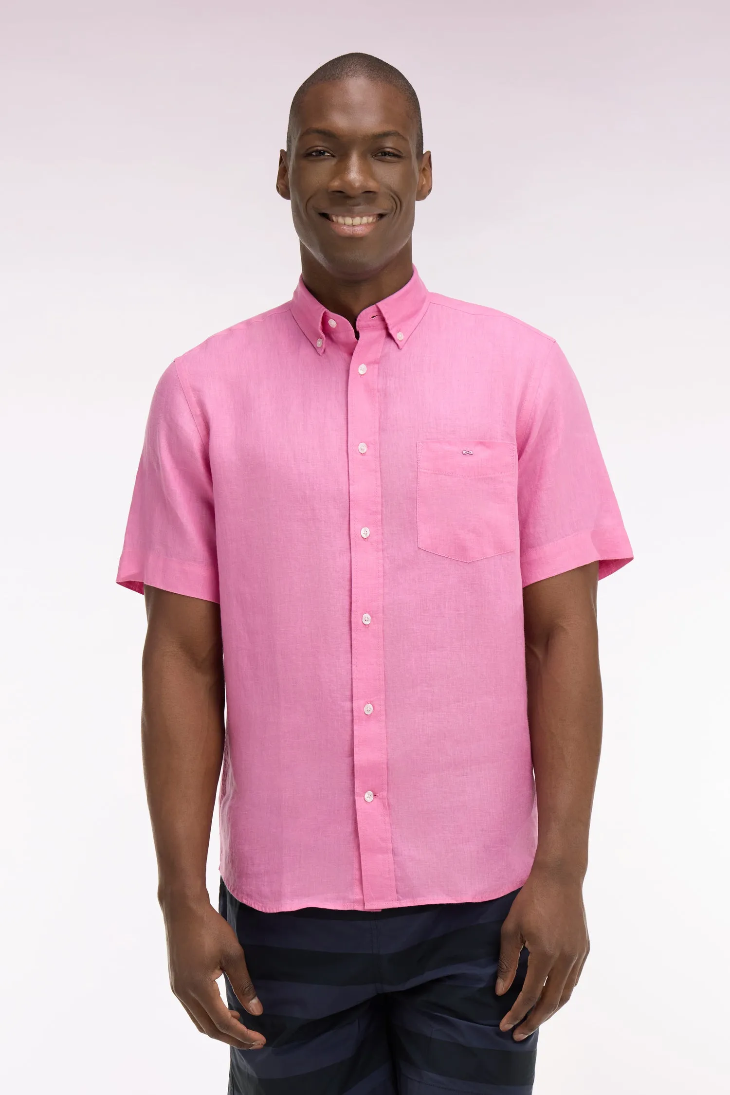 Chemise à manches courtes en lin rose sold by Eden Park product image thumbnail 3