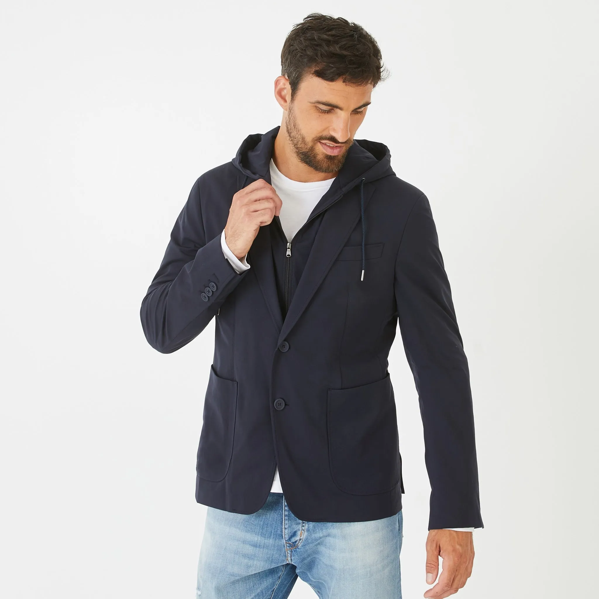 Blazer bleu foncé avec parmenture sweat amovible sold by Eden Park