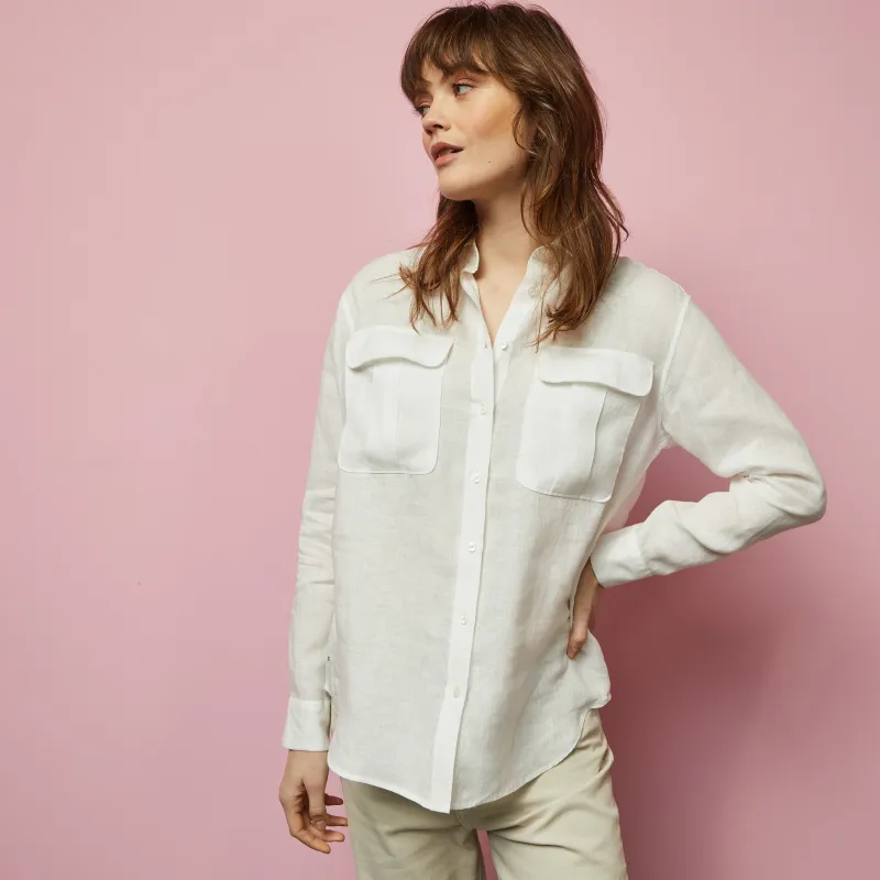 Chemisier blanc uni en lin made by Eden Park