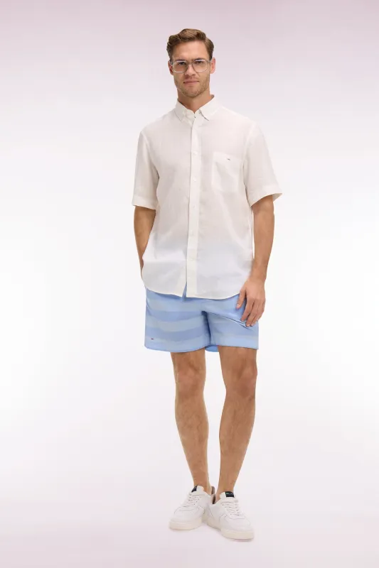 Chemise à manches courtes en lin blanc made by Eden Park