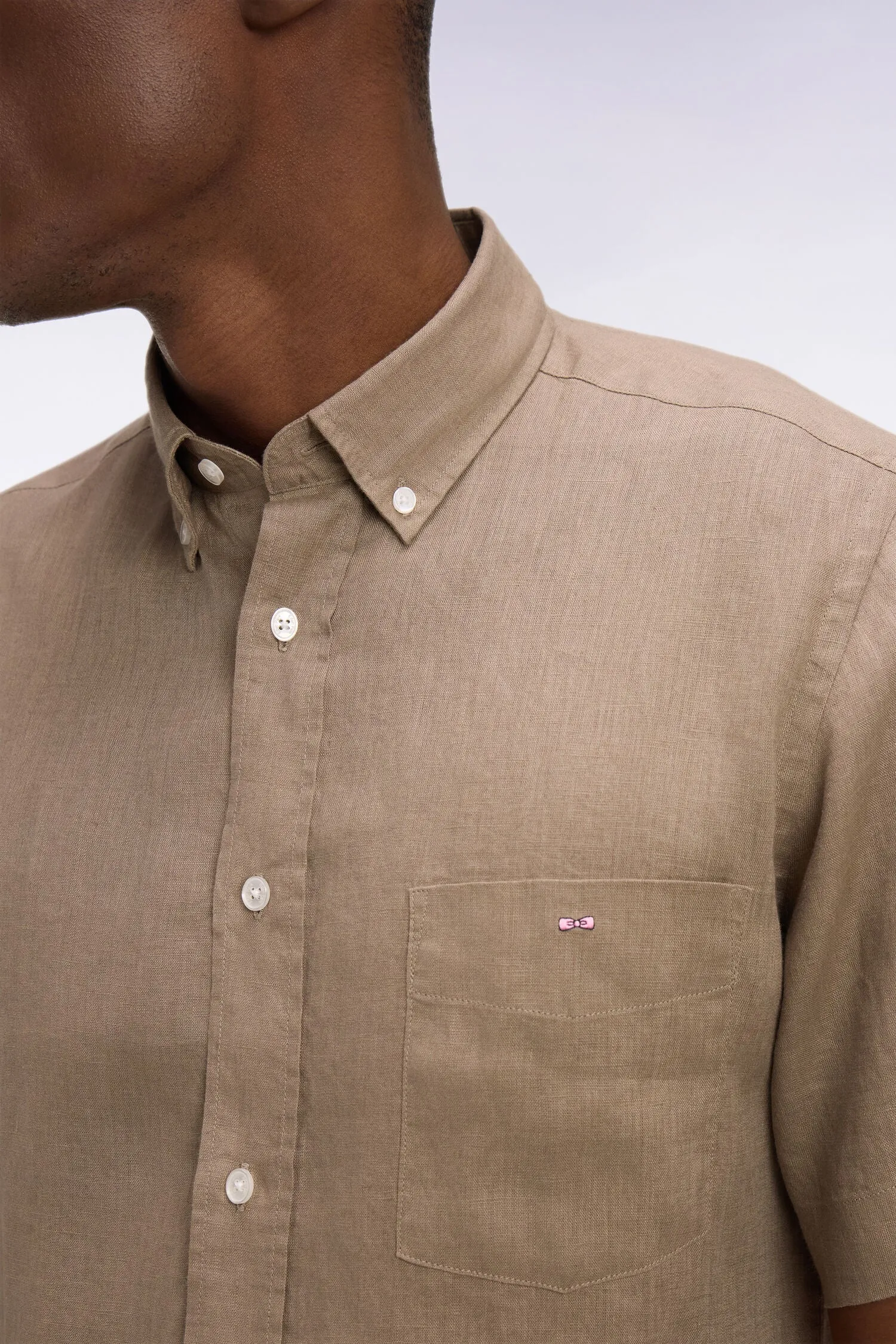 Chemise à manches courtes en lin marron sold by Eden Park product image thumbnail 4