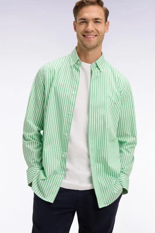 Chemise en coton vert clair à rayures bâtons made by Eden Park