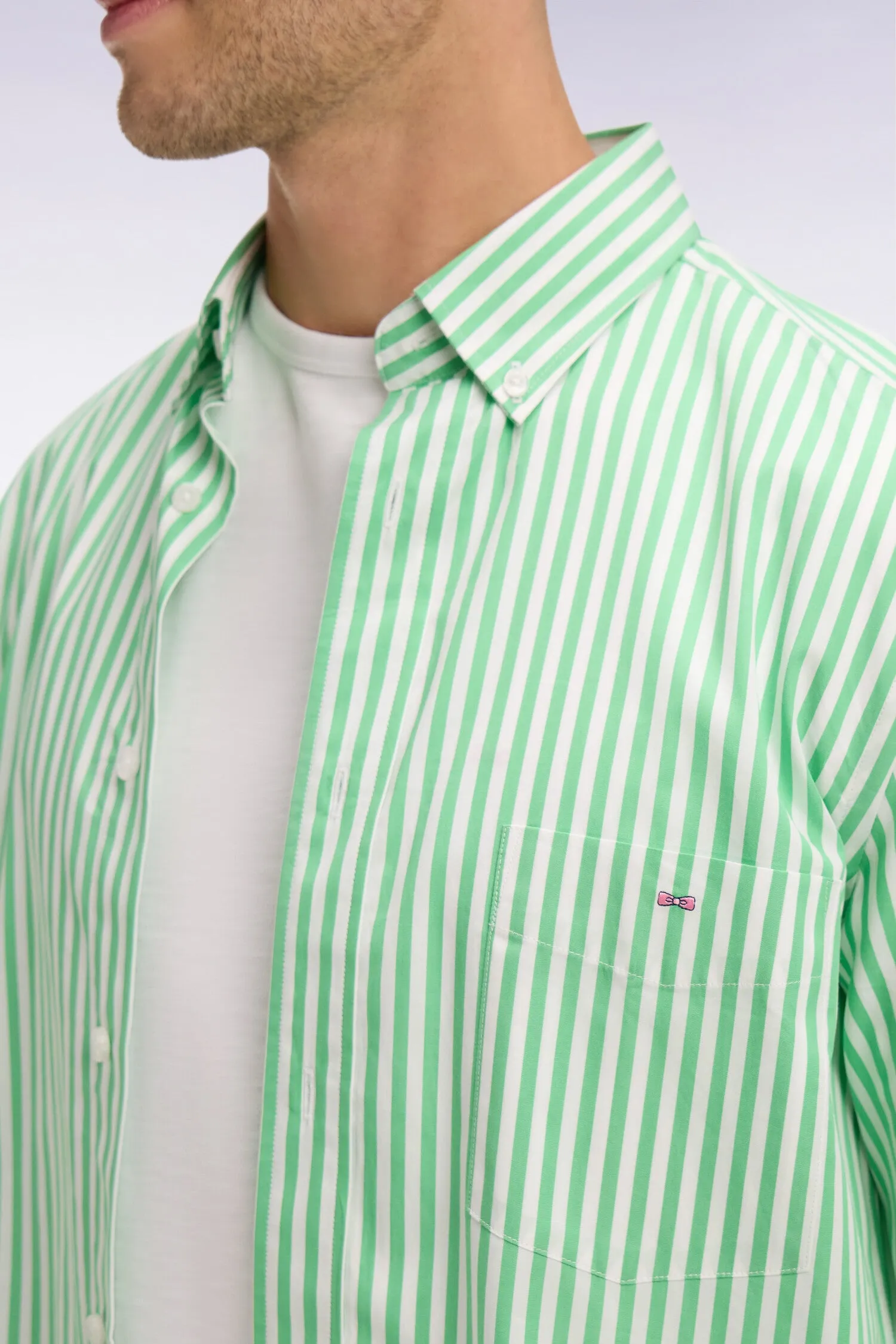 Chemise en coton vert clair à rayures bâtons sold by Eden Park product image thumbnail 4