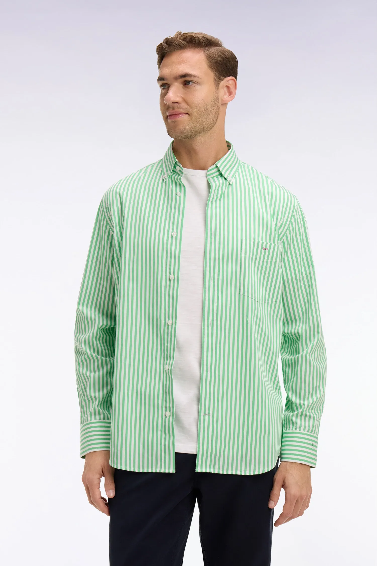 Chemise en coton vert clair à rayures bâtons sold by Eden Park product image thumbnail 3