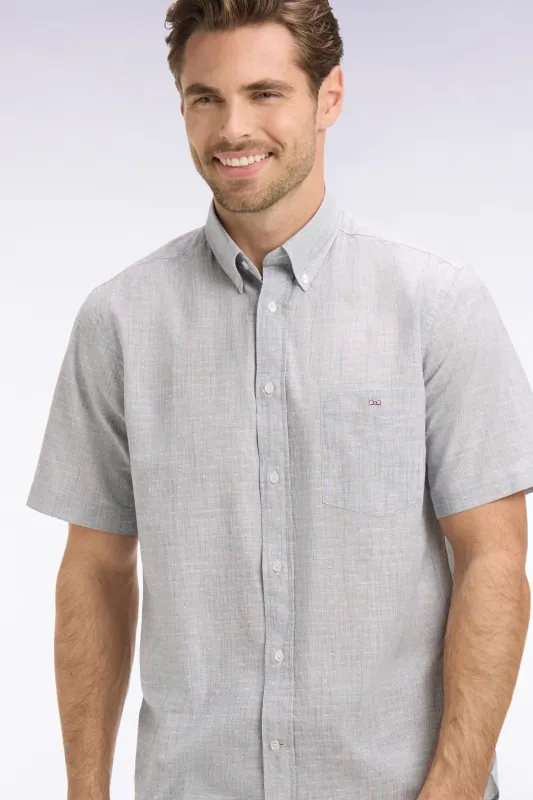 Chemise à manches courtes en coton jacquard rayé marine made by Eden Park